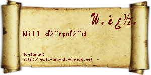 Will Árpád névjegykártya
