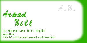 arpad will business card